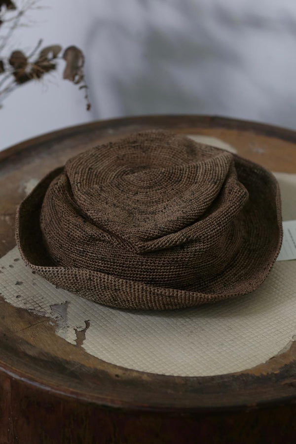 HORISAKI Unisex Folding Hat Crocheted Toquera Straw Sweden Handmade SHPVDS005 PV CAMEL